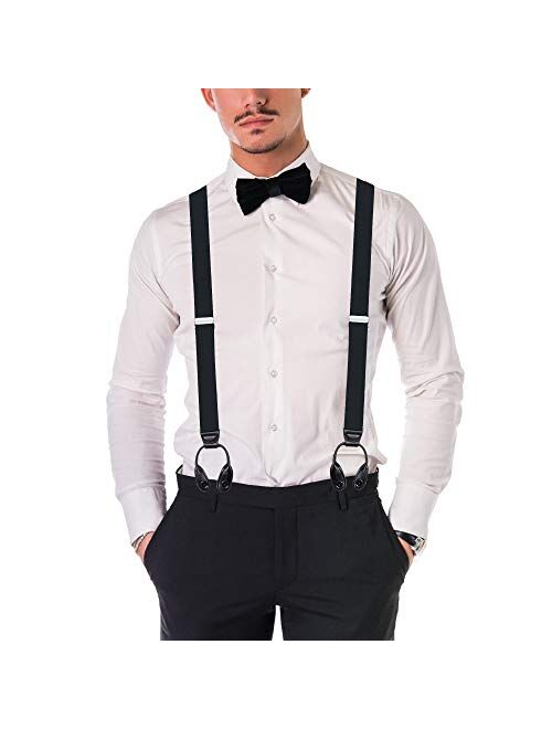 Buyless Fashion Butten End Suspenders for Men - 48" Adjustable Straps 1 1/4" - Y Shape