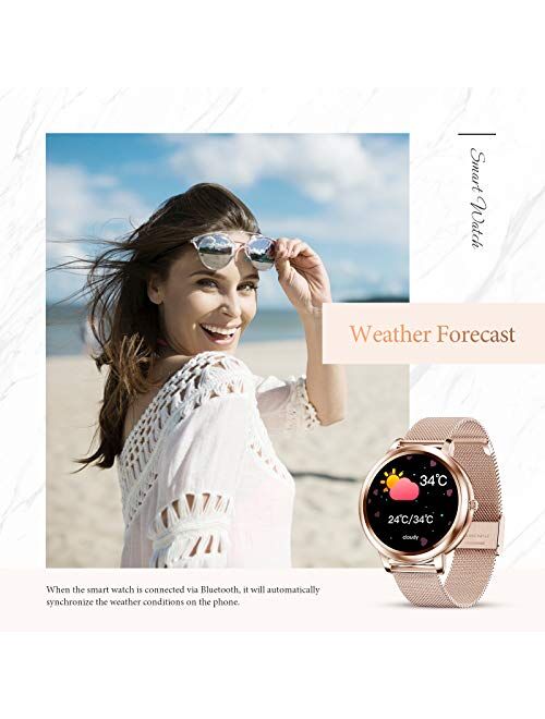 GOKOO Smart Watch for Women Bluetooth Fitness Tracker with Heart Rate Sleep Blood Pressure Monitor Calories Pedometer Sports Activity Tracker Smartwatchs IP67 Waterproof 