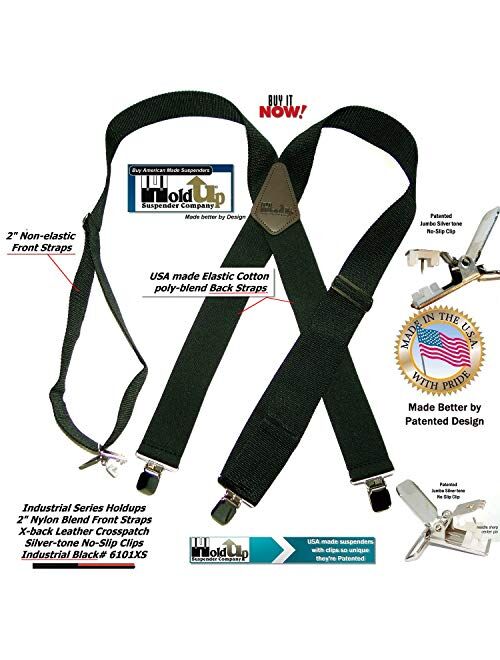Hold-Ups Industrial Series 2" Wide Heavy Duty Suspenders with Patented No-slip Clips