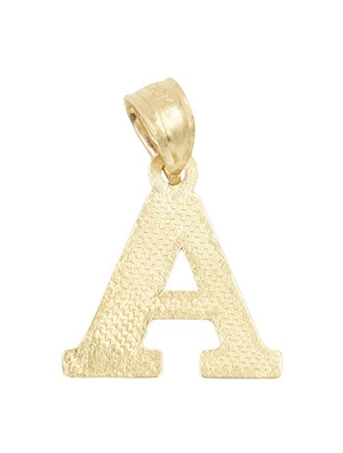 10k Real Solid Gold Two Tone Initial Pendant with Diamond Cut Finish, Available in Different Letters Personalized Letter Jewelry Gifts for Her