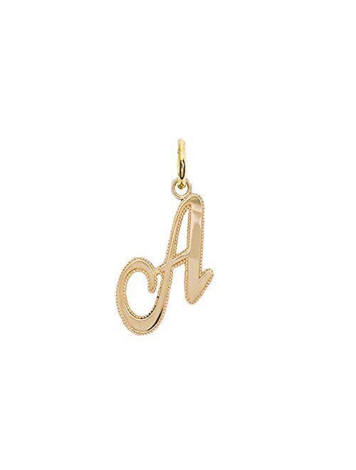 Solid 10k Yellow Gold Personalized Cursive-Style A-Z Initial Pendant
