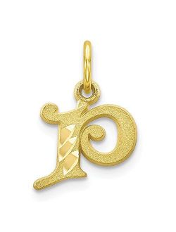 Solid 10k Yellow Gold Initial Letter P Alphabet Charm Pendant