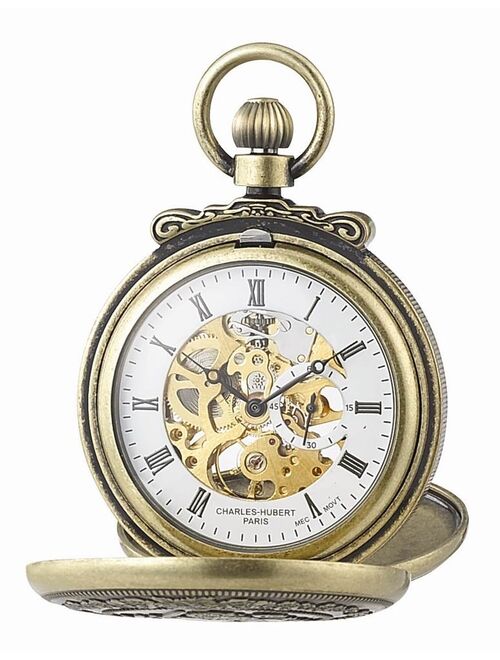 Charles-Hubert Paris Men's Antique Gold Double Cover Mechanical Pocket Watch