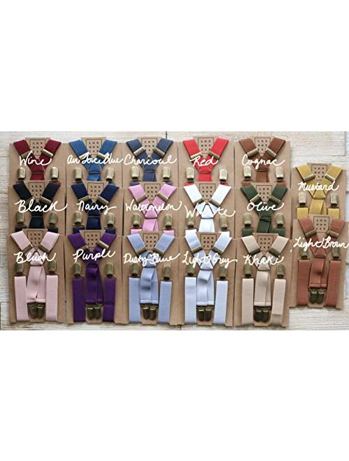Elastic Suspenders for grooms, groomsmen, ring bearers attire with Brass Clips (Adult & Kids Sizes) - By London Jae Apparel