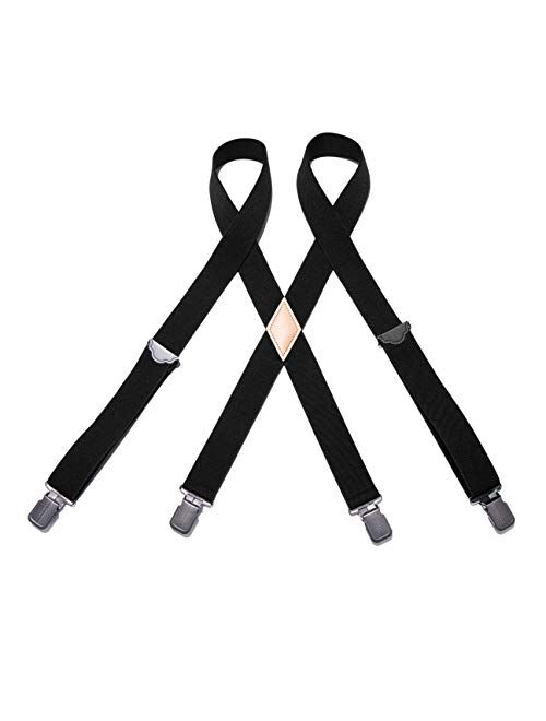 Men’s X-back Suspenders Adjustable Solid Straight Clip Heavy Duty Suspender