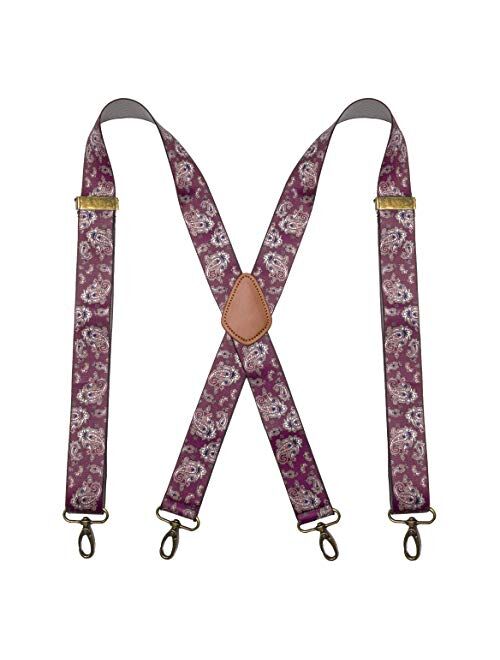 Calvertt Mens Suspenders with 4 Swivel Hooks Adjustable Heavy Duty Braces