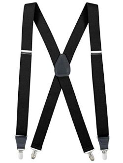 Suspenders for Men X-Back Clip on Leather Crosspatch Made in USA