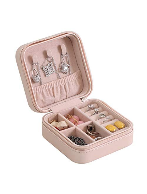 Casegrace Portable Travel Mini Jewelry Box Leather Jewellery Ring Organizer Case Storage Gift Box Girls Women