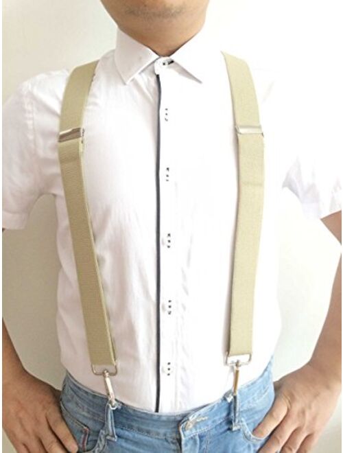 Romanlin Suspenders for Men with Hooks 3 Adjustable Clips Heavy Duty Big and Tall Belt Loops Suspenders Braces