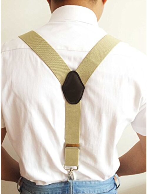 Romanlin Suspenders for Men with Hooks 3 Adjustable Clips Heavy Duty Big and Tall Belt Loops Suspenders Braces