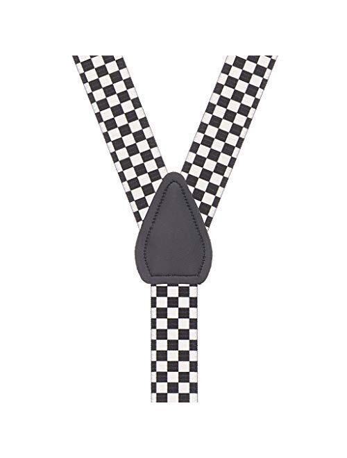 SuspenderStore Men's Black & White Checkered Novelty Clip-End Suspenders