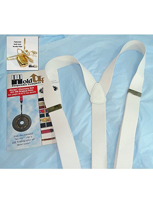 Hold-Ups Y-back All White Casual Series 1 1/2" wide with Patented No-slip Gold Clips