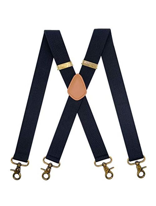 MENDENG Vintage Suspenders with Snap Hooks for Men for Belt Loops Elastic X Back