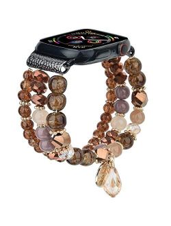 TOROTOP Bracelet Compatible with Apple Watch Bands 40mm/38mm Series 6/5/4 Women Girl, Cute Handmade Fashion Elastic Beaded Strap Replacement Compatible for iWatch Series 