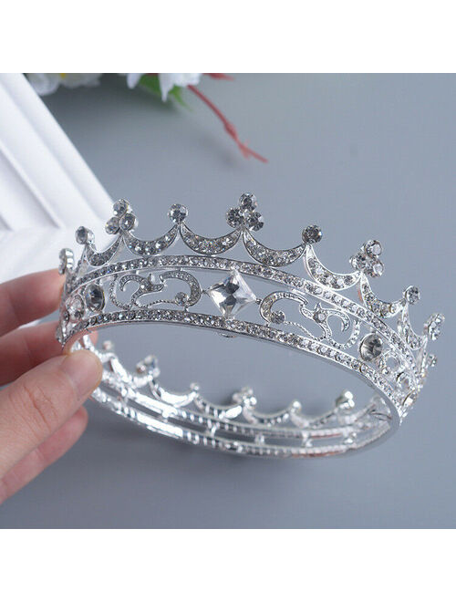 4.5cm High Full Crystal King Wedding Bridal Party Pageant Prom Tiara Round Crown