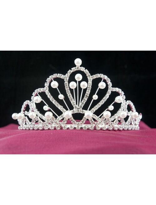 Pearls Drop Austrian Crystal Rhinestone Tiara Crown Bridal Prom Wedding T63g 