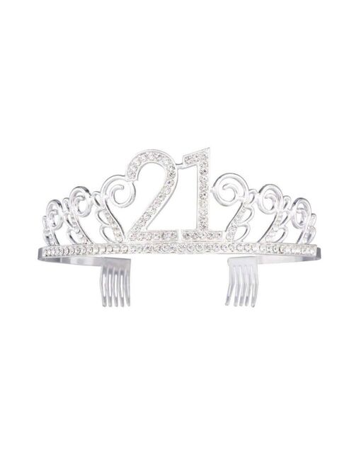 21st Birthday Party Princess Tiara Sparkle Glitter Rhinestone Crown with Combs