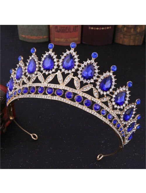 Vintage Stunning sapphire-blue Rhinestone Tiara Crown