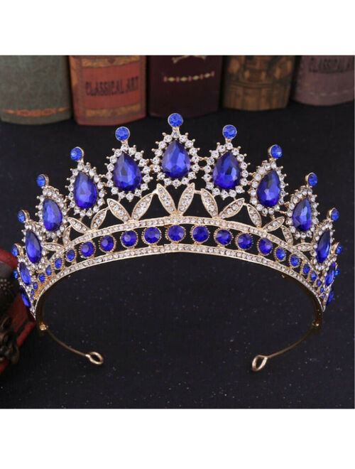 Vintage Stunning sapphire-blue Rhinestone Tiara Crown