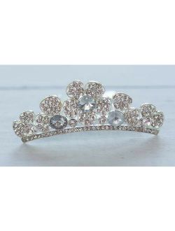 Flower Girl Bridal Crystal Rhinestone Tiara Comb 3 Inch wide Pick  #4031