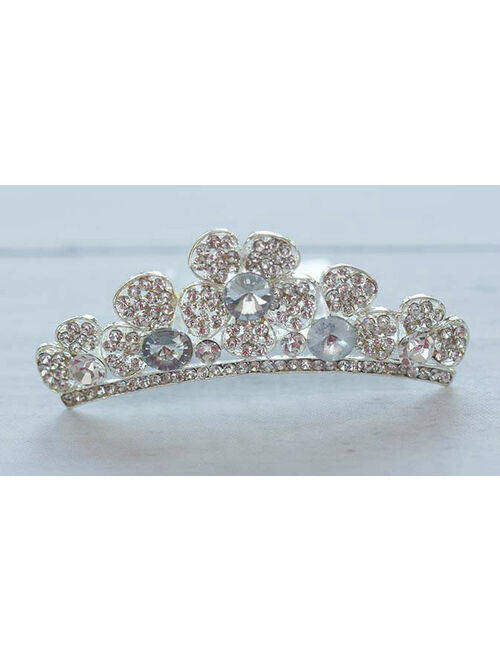 Flower Girl Bridal Crystal Rhinestone Tiara Comb 3 Inch wide Pick  #4031
