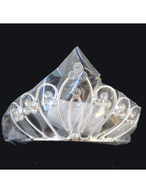 Wedding Bridal Silver Pt Clear Crystal Tiara Rhinestone Crown Prom Quinceanera