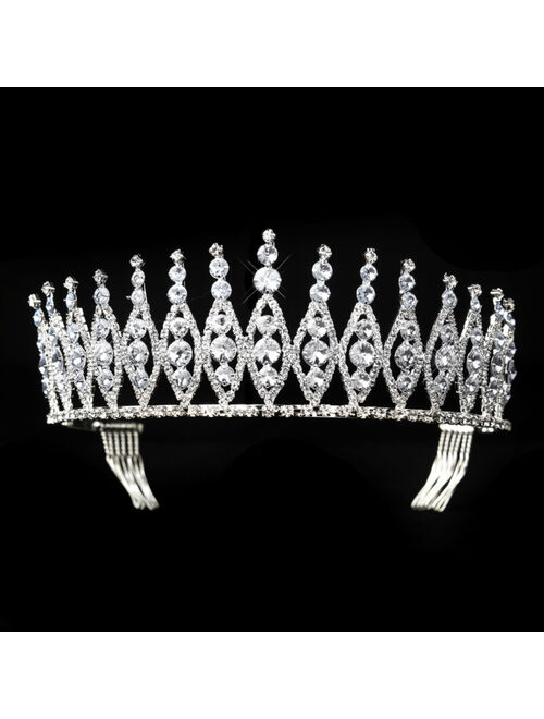 Silver Bridal Rhinestone /w Side Combs Pageant Brides Wedding Tiara Headpiece
