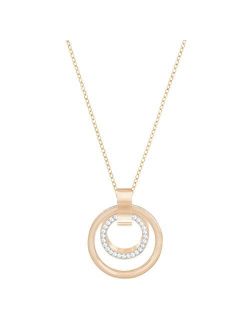 Crystal Medium White Rose Gold-Plated Hollow Pendant Necklace