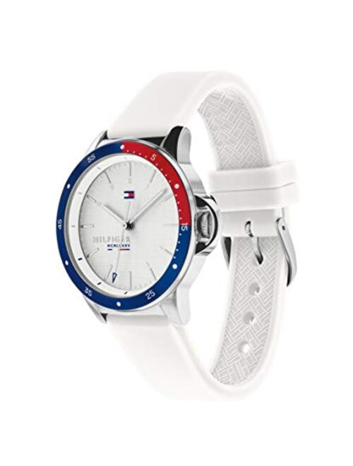 Tommy Hilfiger Women's Stainless Steel Quartz Watch with Silicone Strap, White, 18 (Model: 1782029)