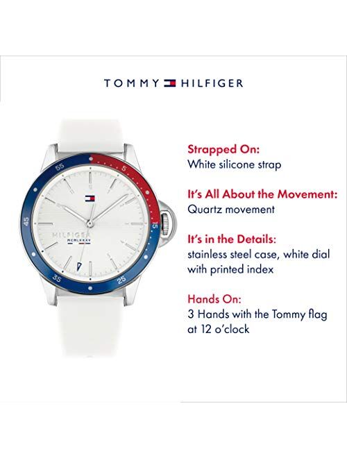 Tommy Hilfiger Women's Stainless Steel Quartz Watch with Silicone Strap, White, 18 (Model: 1782029)
