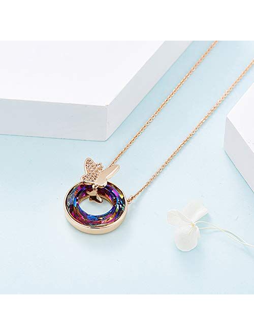 QLJY Butterfly Necklaces Rose Gold for Women Jewelry Necklaces for Women and Girls Love Gift