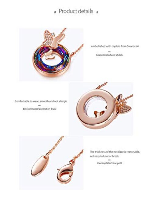 QLJY Butterfly Necklaces Rose Gold for Women Jewelry Necklaces for Women and Girls Love Gift