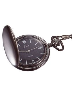visol benson brushed gunmetal japanese quartz pocket watch