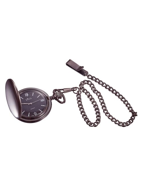 visol benson brushed gunmetal japanese quartz pocket watch