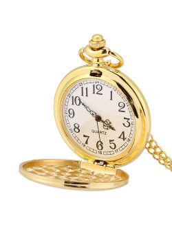 Ccdes Classical Pocket Watch,3Colors Classical Quartz Analog Smooth Pocket Watch Necklace Pendant with Chain,Pocket Watch