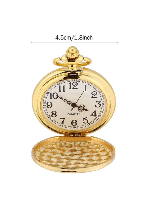FAGINEY Pocket Watch,3Colors Classical Quartz Analog Smooth Pocket Watch Necklace Pendant with Chain, Classical Pocket Watch