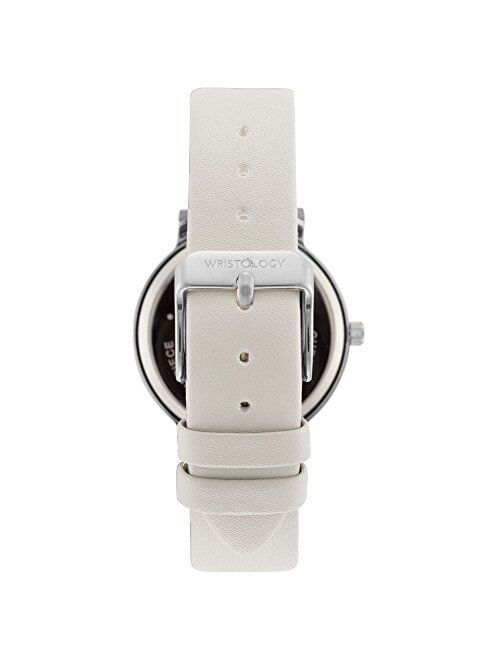 WRISTOLOGY Olivia Silver Womens Watch - for Nurses Large Face Analog Easy to Read Numbers with Second Hand Beige Leather Band