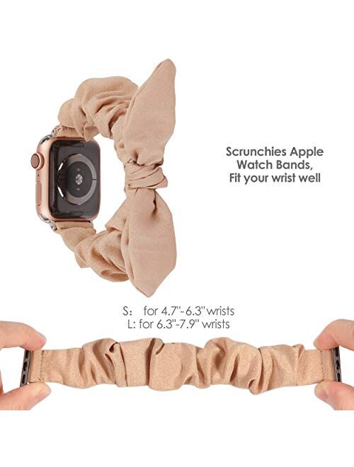 TOYOUTHS Compatible with Apple Watch Band Scrunchies 38/40mm with Butterfly Bow/Bunny Ears Cloth Fabric Elastic Scrunchy Wristband Bracelet Rose Gold Women Girl iWatch Se