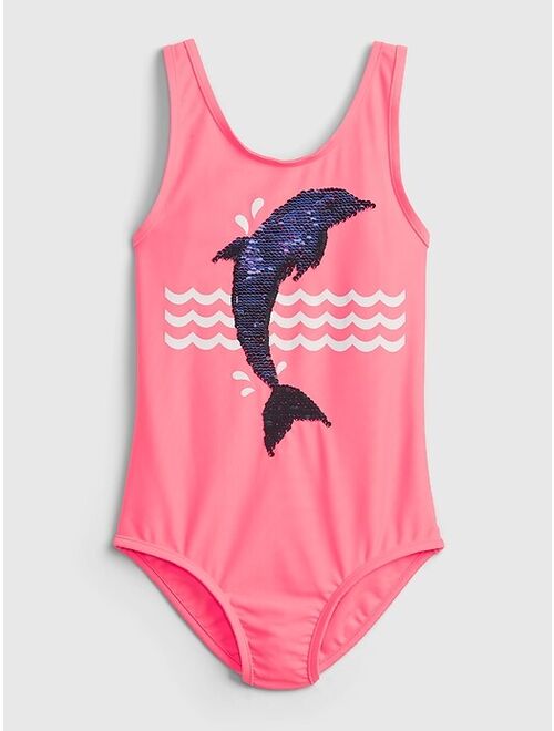 GAP Kids Recycled Flippy Sequin Dolphin Swim One-Piece