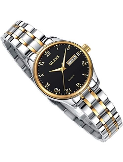 Watch for Woman, Dress Ladies Watches with Day Date Small Face Depth Waterproof in Stainless Steel Band Fashion Luminous Casual Business Quartz Watches for Business