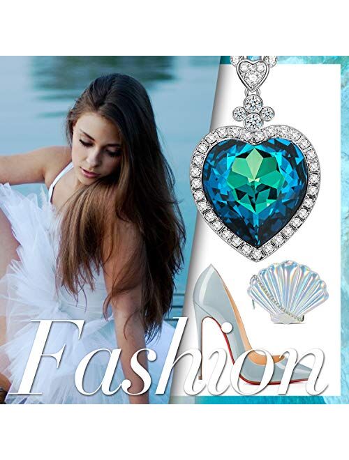 LADY COLOUR Jewelry Gifts, Heart of The Ocean Titanic Big Heart Pendant Women Necklace 22", Made with Crystals, My Heart Will Go On Hypoallergenic Jewelry Gift Box Packin