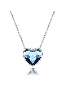 RIMAYZI 14K Platinum Plated Heart Crystal Necklaces for Women, Birthday Mothers day Gifts for Mom Wife Sister Daughters, Adjustable 16+2.4"