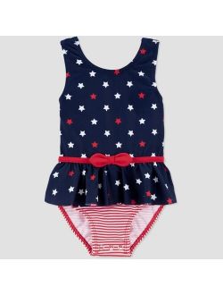 Baby Girls' Polka Dots One Piece Swimsuit - Just One You made by carter's Dark Blue
