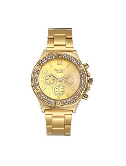 JewelryWe Men’s Womens Wrist Watch Waterproof Quartz Watch Gold Plated Stainless Steel Business Watches Gold Watch for Mothers Day