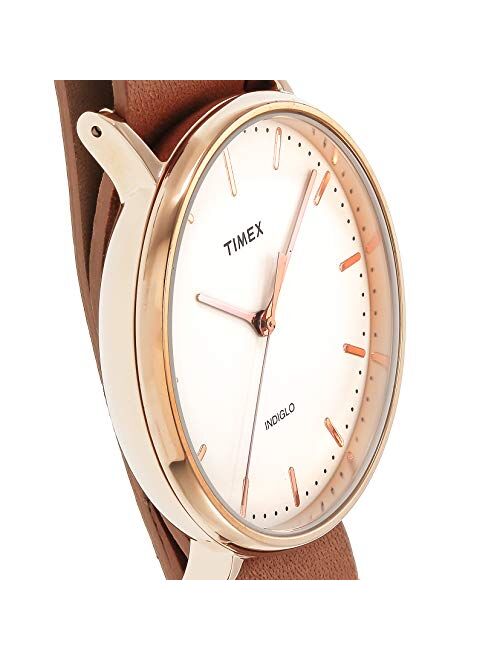 Timex Unisex TW2P91200 Fairfield 41 Brown Leather Slip-Thru Strap Watch