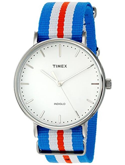 Timex Unisex TW2P91100 Fairfield 41 Orange/Blue/White Nylon Slip-Thru Strap Watch