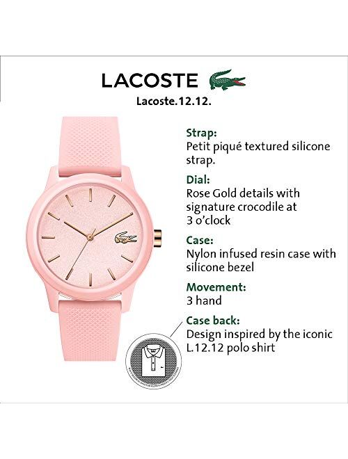 Lacoste TR90 Quartz Watch with Rubber Strap, Pink, 17 (Model: 2001065)
