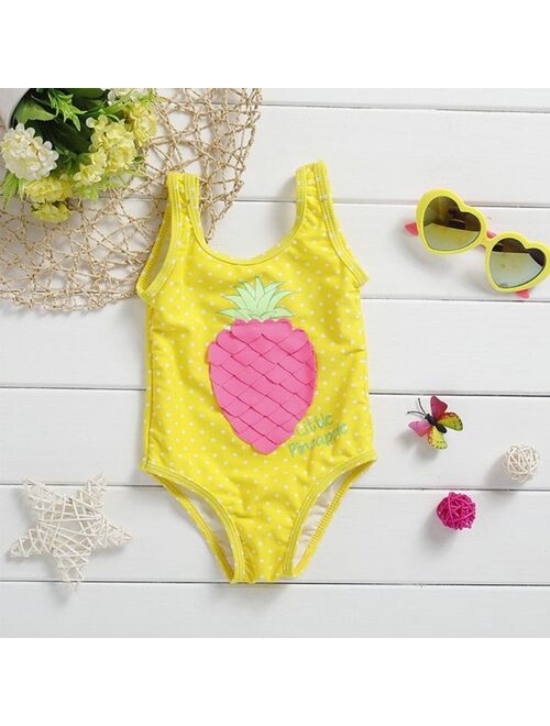 Canis Kids Baby Girl Pineapple Print Swimwear Swimsuit Bathing Suit Beachwear