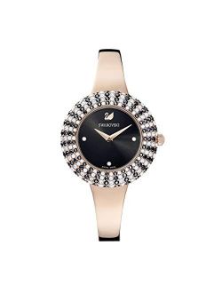 Women's Crystal Rose Watch, Metal Bracelet, Black, Rose-Gold tone