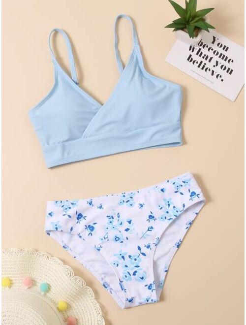 Shein Girls Floral Random Print Bikini Swimsuit